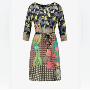 Desigual  camo floral lightweight 3/4 sleeve midi  dress sz 40 or M